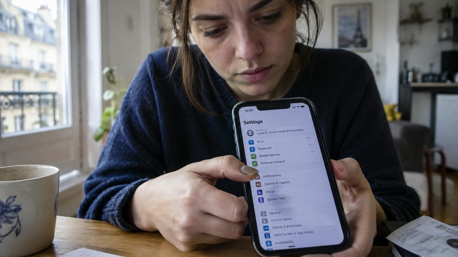 Capture d'écran du menu Réglages d'iOS montrant l'option « Vérification des clés de contact » avec des codes de sécurité à comparer entre deux appareils iPhone