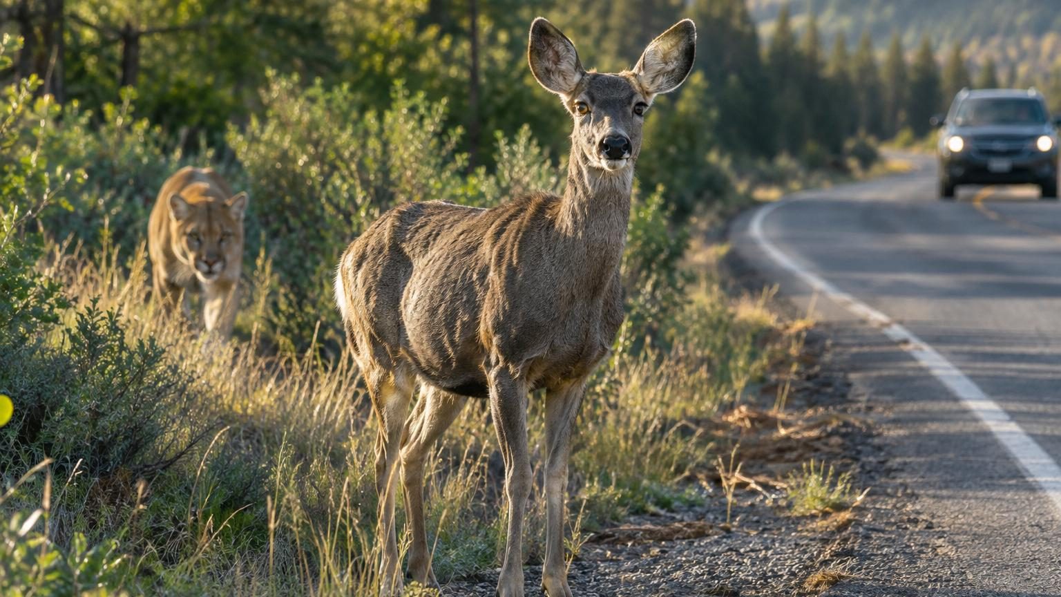 Là où le puma chasse, les collisions avec les cerfs chutent de 76 % : ce n'est pas parce qu'il y a moins de cerfs