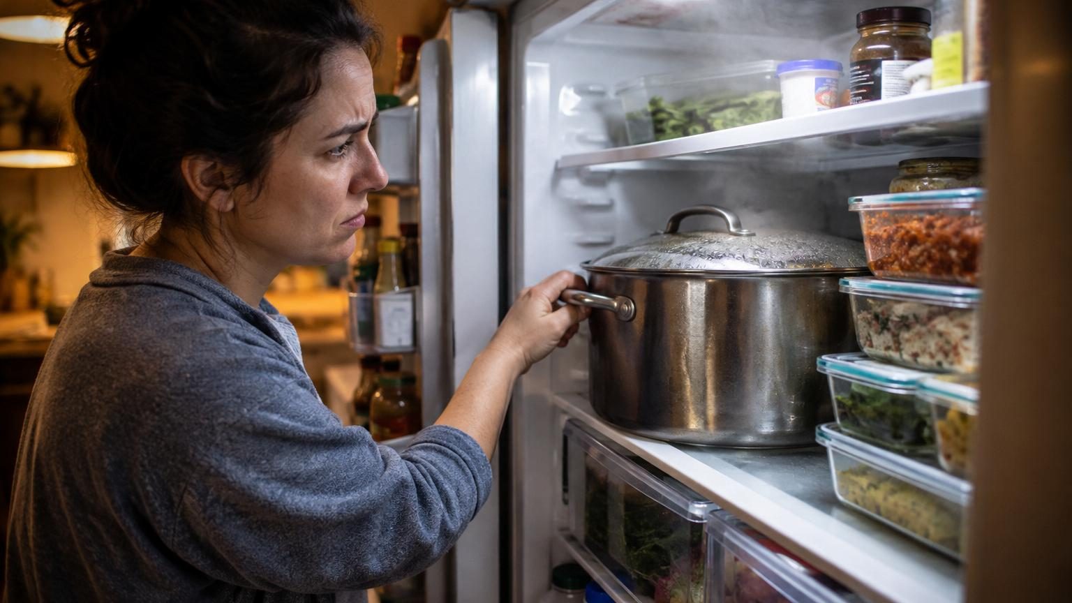 La plupart des gens rangent les restes dans la casserole au frigo : voici pourquoi c&rsquo;est une erreur, pour deux raisons