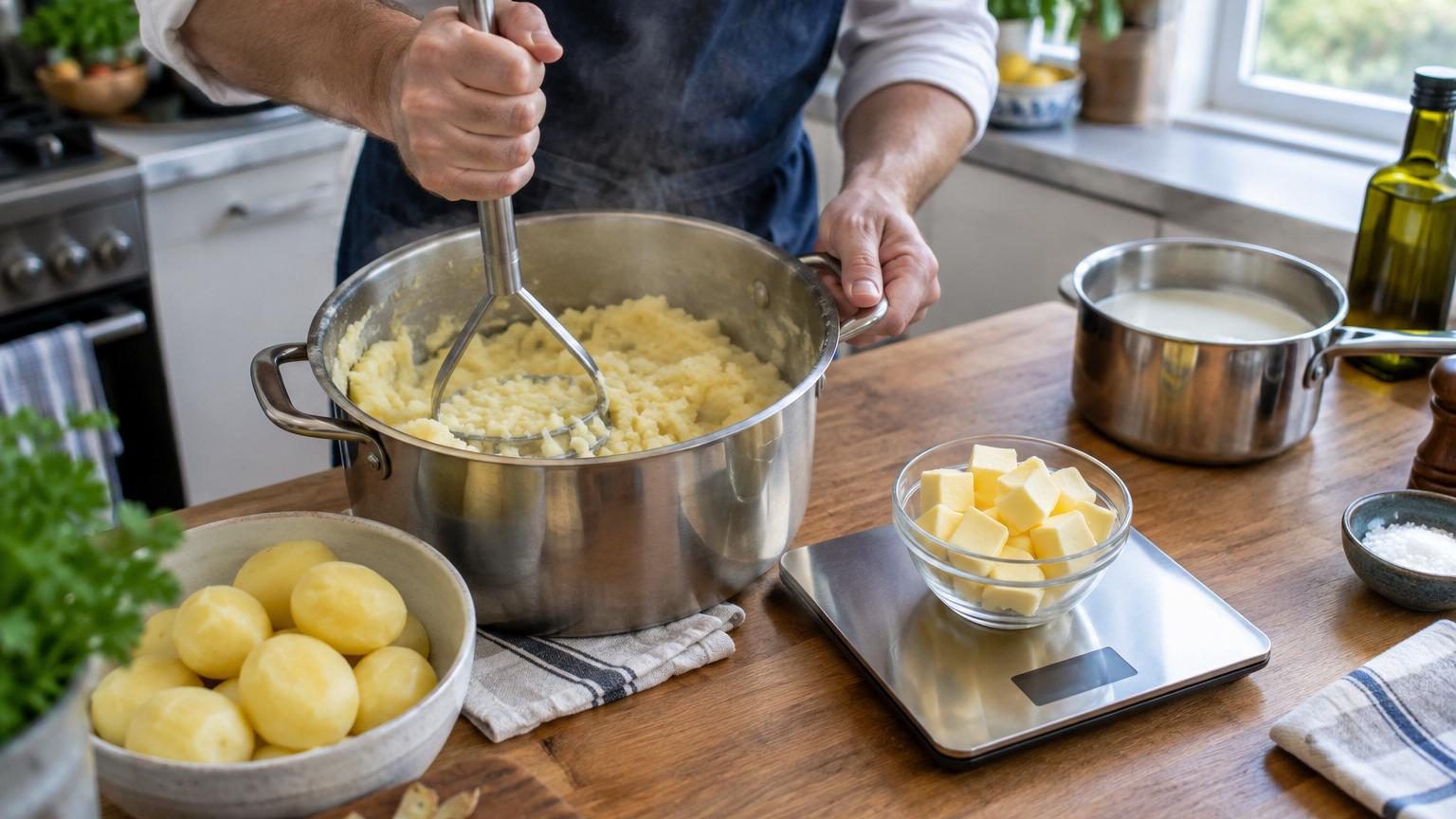 La purée de Philippe Etchebest ne contient ni crème ni huile d&rsquo;olive : il compte 200 g de cet ingrédient pour 1 kg de pommes de terre