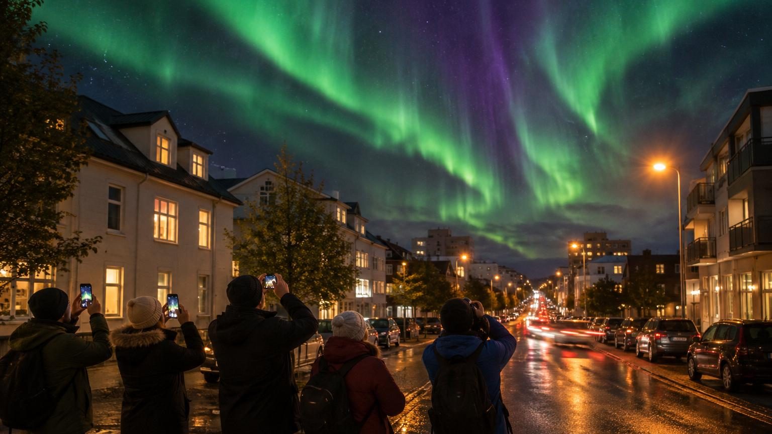 Aurores boréales vertes dansant au-dessus du ciel nocturne de Reykjavik en septembre 2026