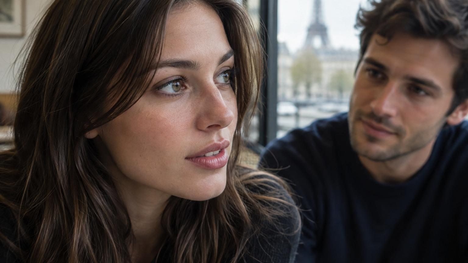 Illustration d'un visage féminin avec des zones mises en évidence autour des yeux, du nez et de la bouche, symbolisant le triangle central d'attirance identifié par l'étude.