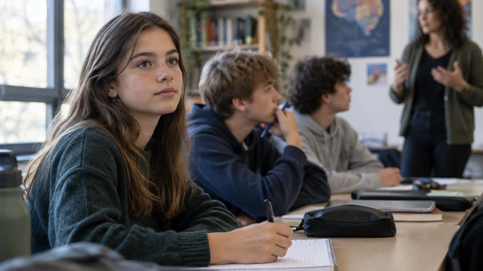 Enfants filles et garçons de différents âges, du développement de l'enfance à l'adolescence, illustrant les étapes de la maturation cérébrale et émotionnelle