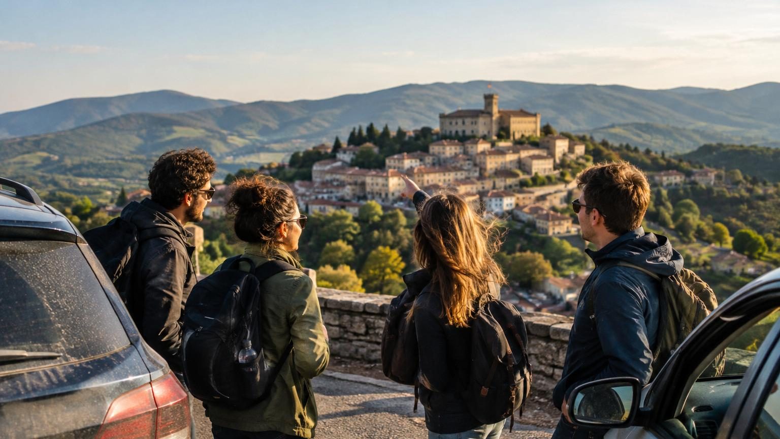 Paysage montagneux préservé avec petits villages colorés nichés dans une vallée, symbole d'un micro-État européen authentique et discret