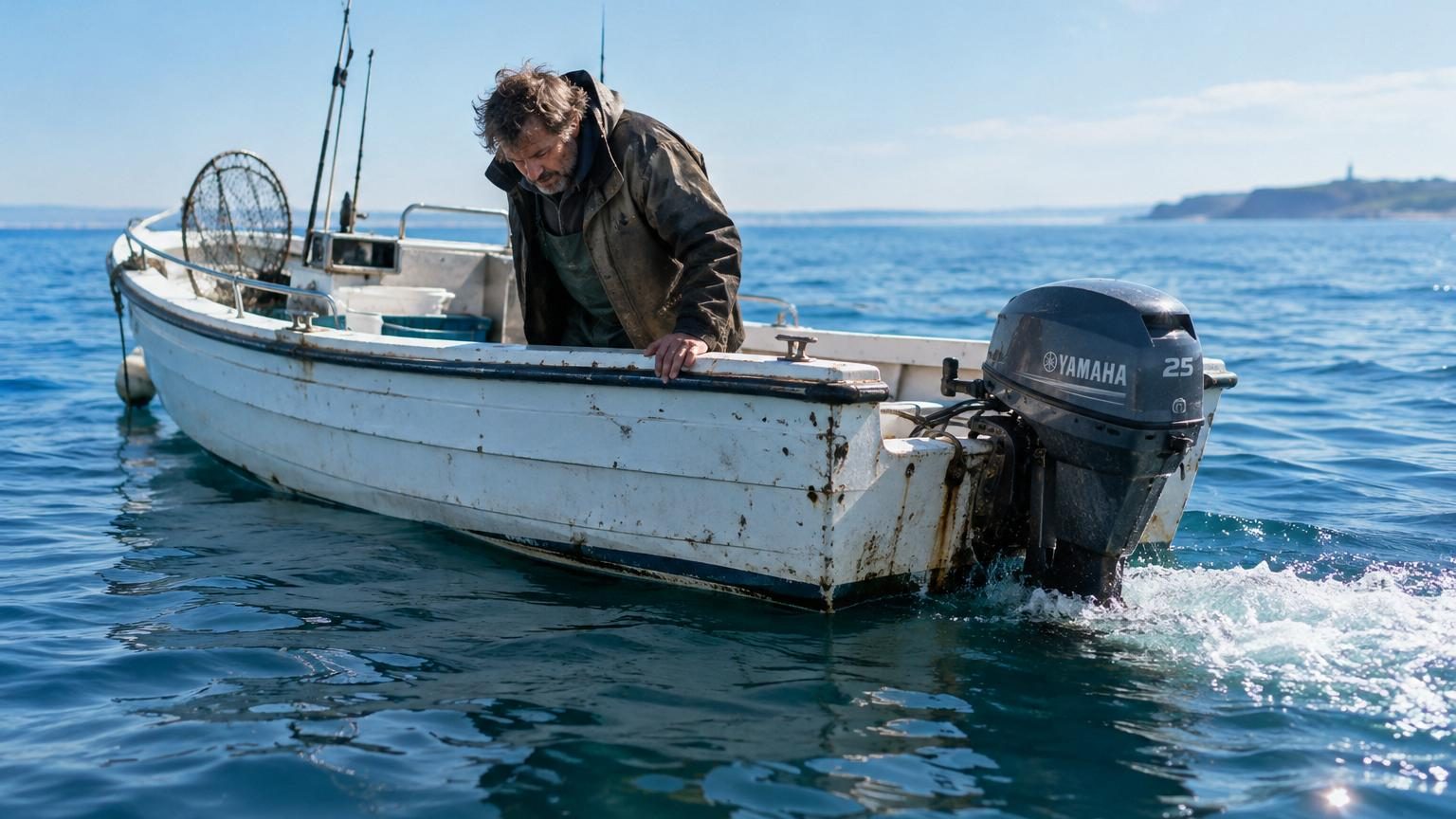 Navire progressant lentement dans un fjord norvégien avec des eaux de densités différentes, visualisant les vagues internes invisibles qui ralentissent le bateau malgré son moteur en marche.