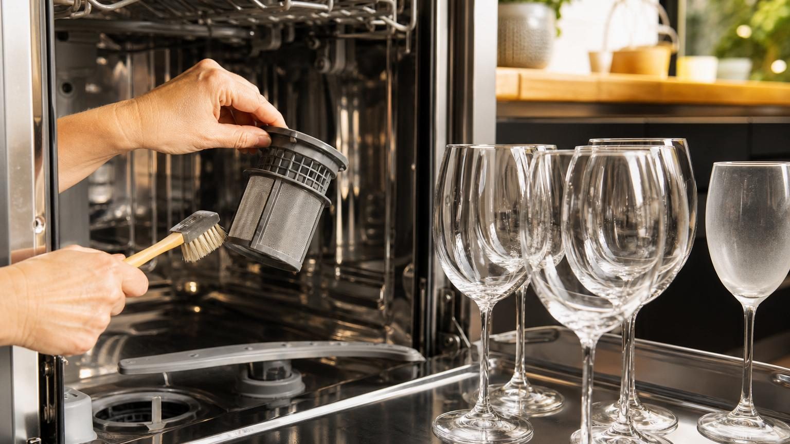 Nettoyer le lave-vaisselle une fois par mois : le geste qui évite les traces blanches sur les verres