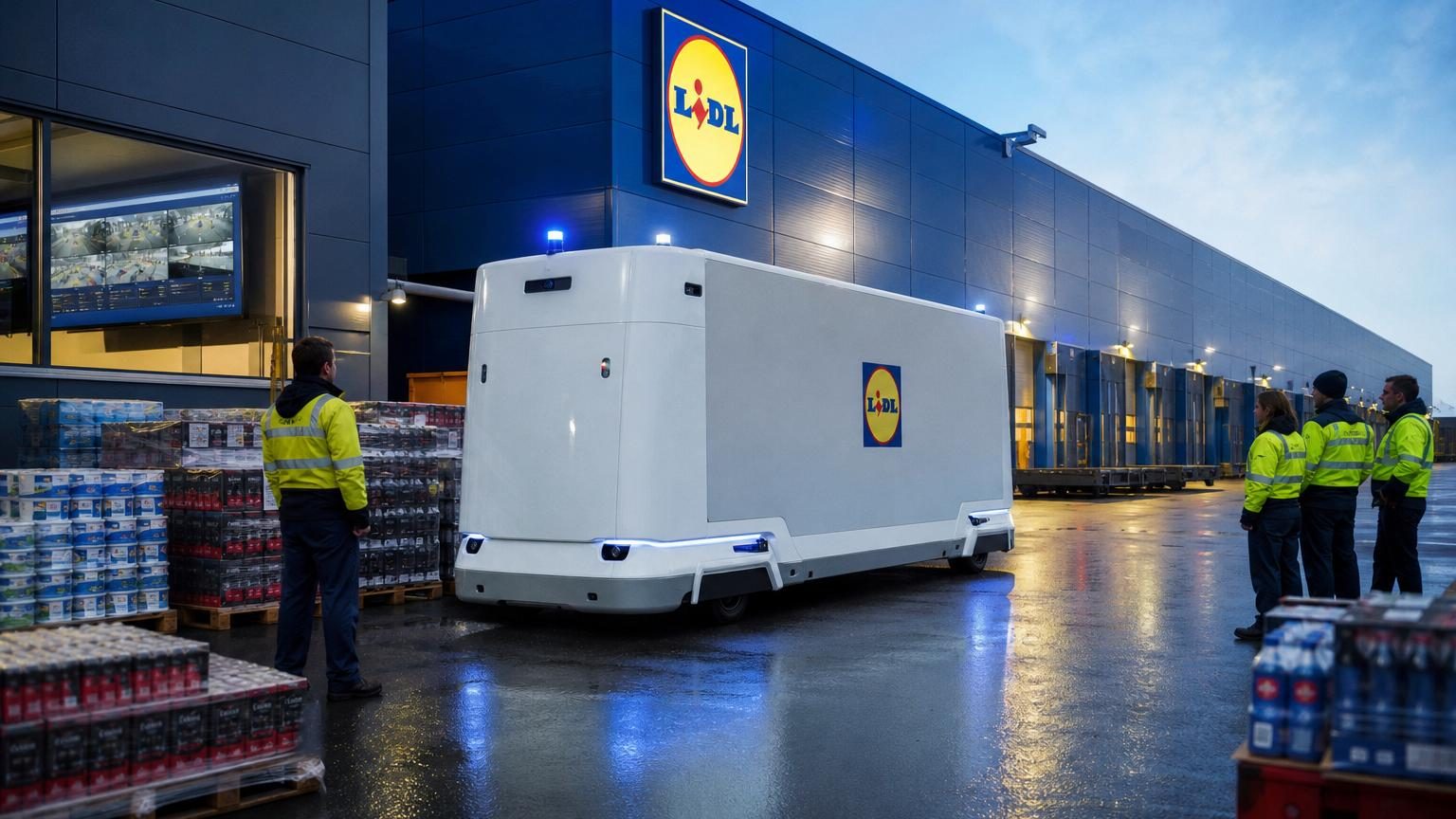 Ce petit camion blanc arrive sur le quai sans pare-brise ni siège : l&rsquo;étonnante première de Lidl en magasin
