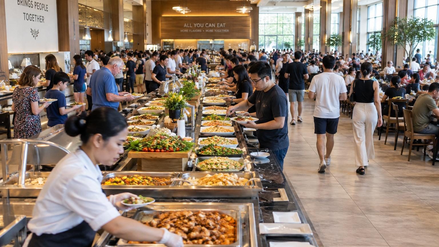 Ouvert il y a moins d’un mois : ce buffet à volonté de 1 300 m² peut servir 500 personnes à chaque service