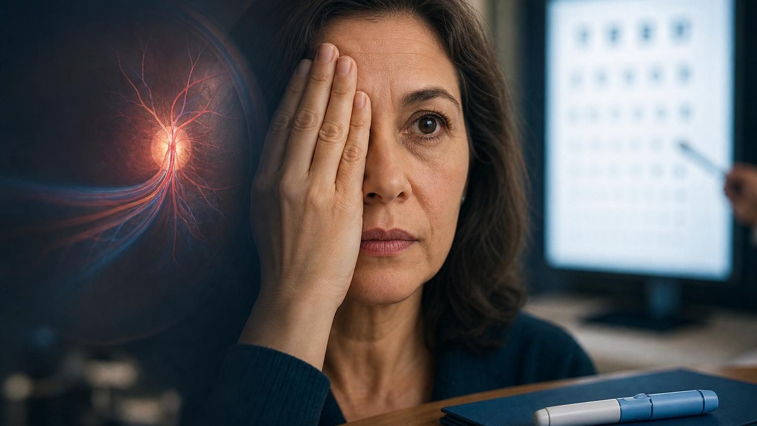 Consultation ophtalmologique: une patiente sous traitement au sémaglutide signale une vision voilée à son ophtalmologue pour dépistage de NOIAN.