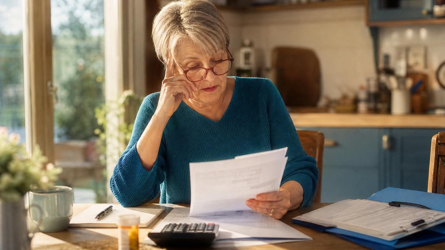 Documents administratifs et formulaires relatifs à la retraite étalés sur une table, symboles de la transition d'une pension d'invalidité vers la retraite