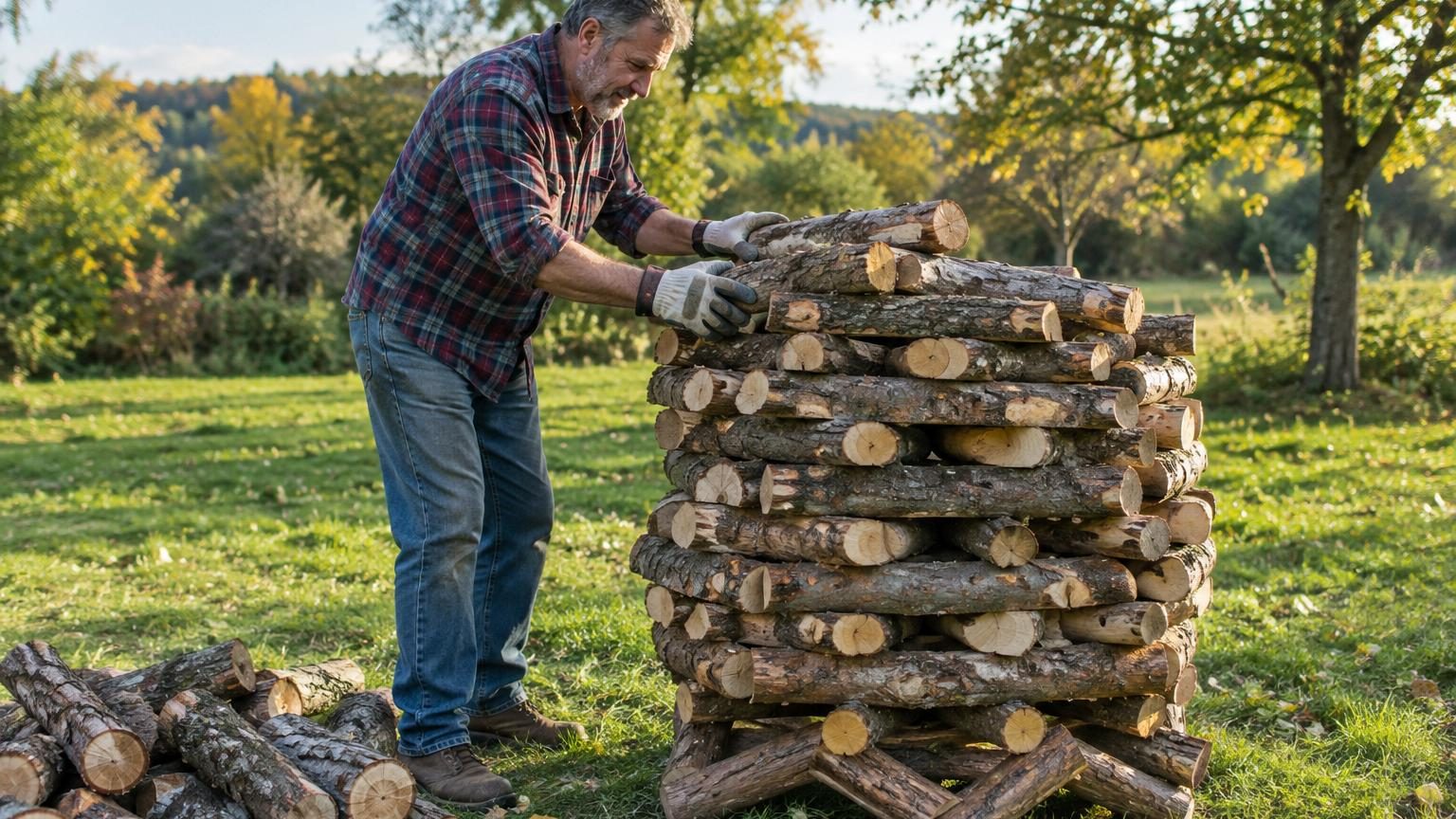 Plus personne n’empile son bois contre un mur en 2026 : voici la méthode des bûcherons pour monter leur tas