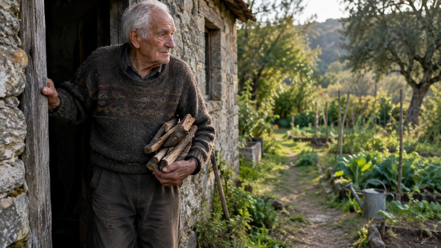Seul et sans électricité au bout d&rsquo;un chemin, il a 92 ans : trois gestes simples rythment ses journées