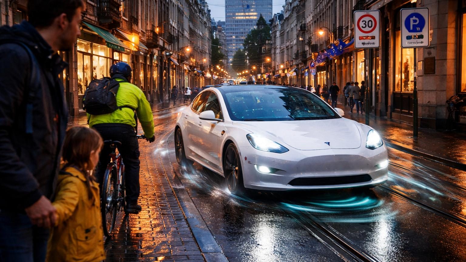 Testé dans les rues de Bruxelles, le FSD de Tesla dépasse les limitations : ce qui pourrait bloquer son arrivée en Europe