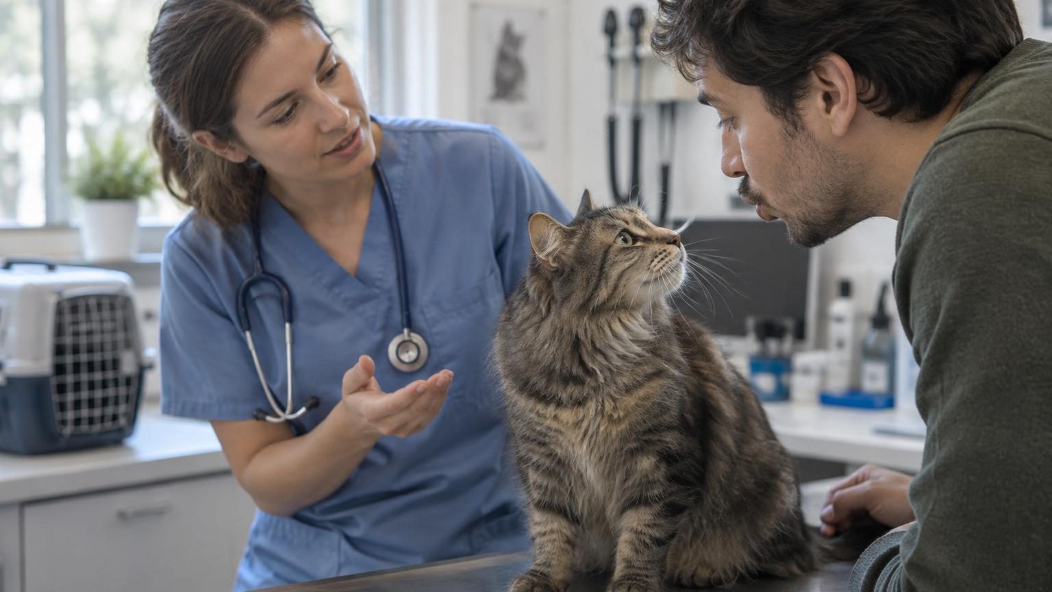 Chat gris observant attentivement avec un regard apaisé, illustration du bien-être félin et de la communication adaptée entre chat et humain.