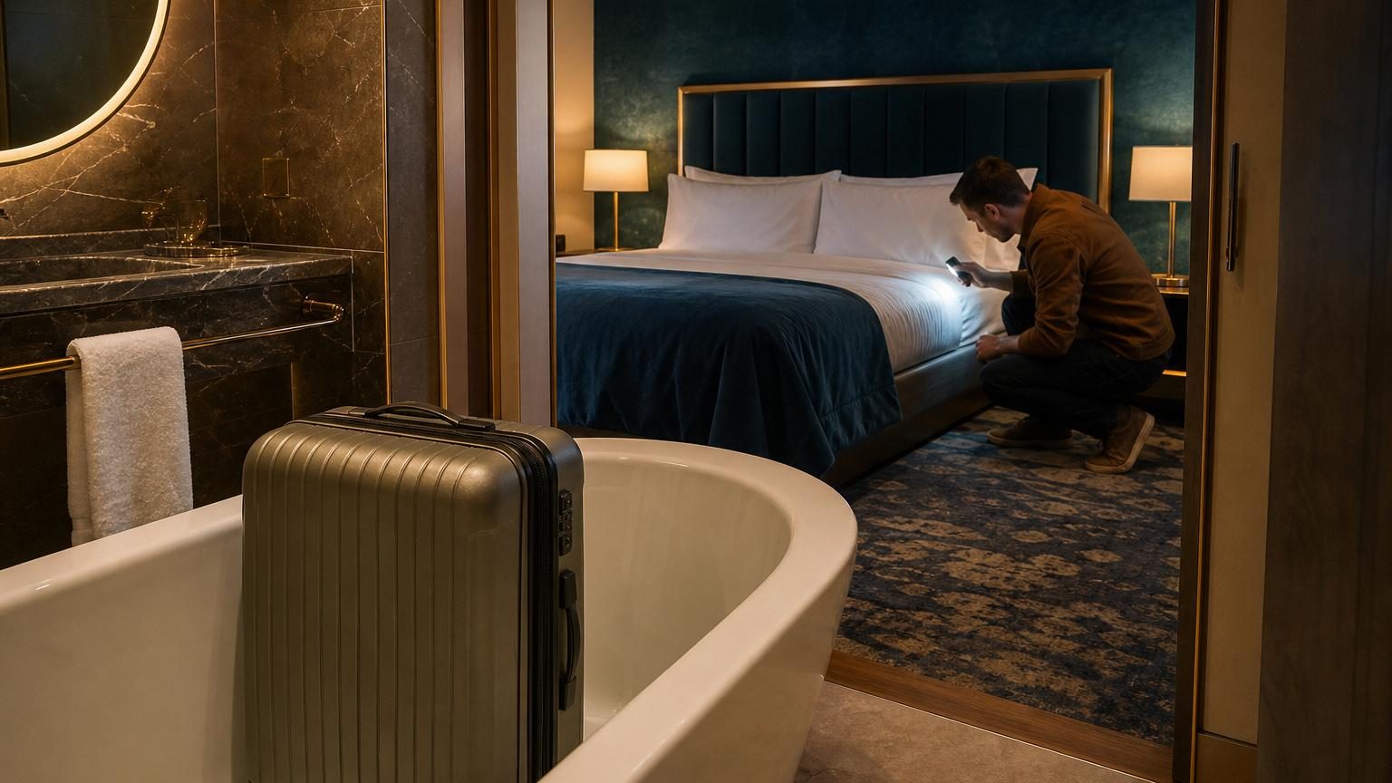 Valise sur la baignoire à l&rsquo;hôtel : pourquoi les voyageurs expérimentés le font dès leur arrivée