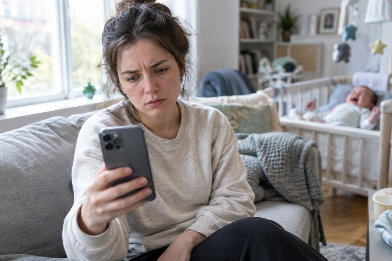 Écran d'iPhone affichant le menu Accessibilité avec l'option « Reconnaissance des sons » activée et les différentes catégories de bruits sélectionnables (bébé qui pleure, sonnerie de porte, aboiements de chien).